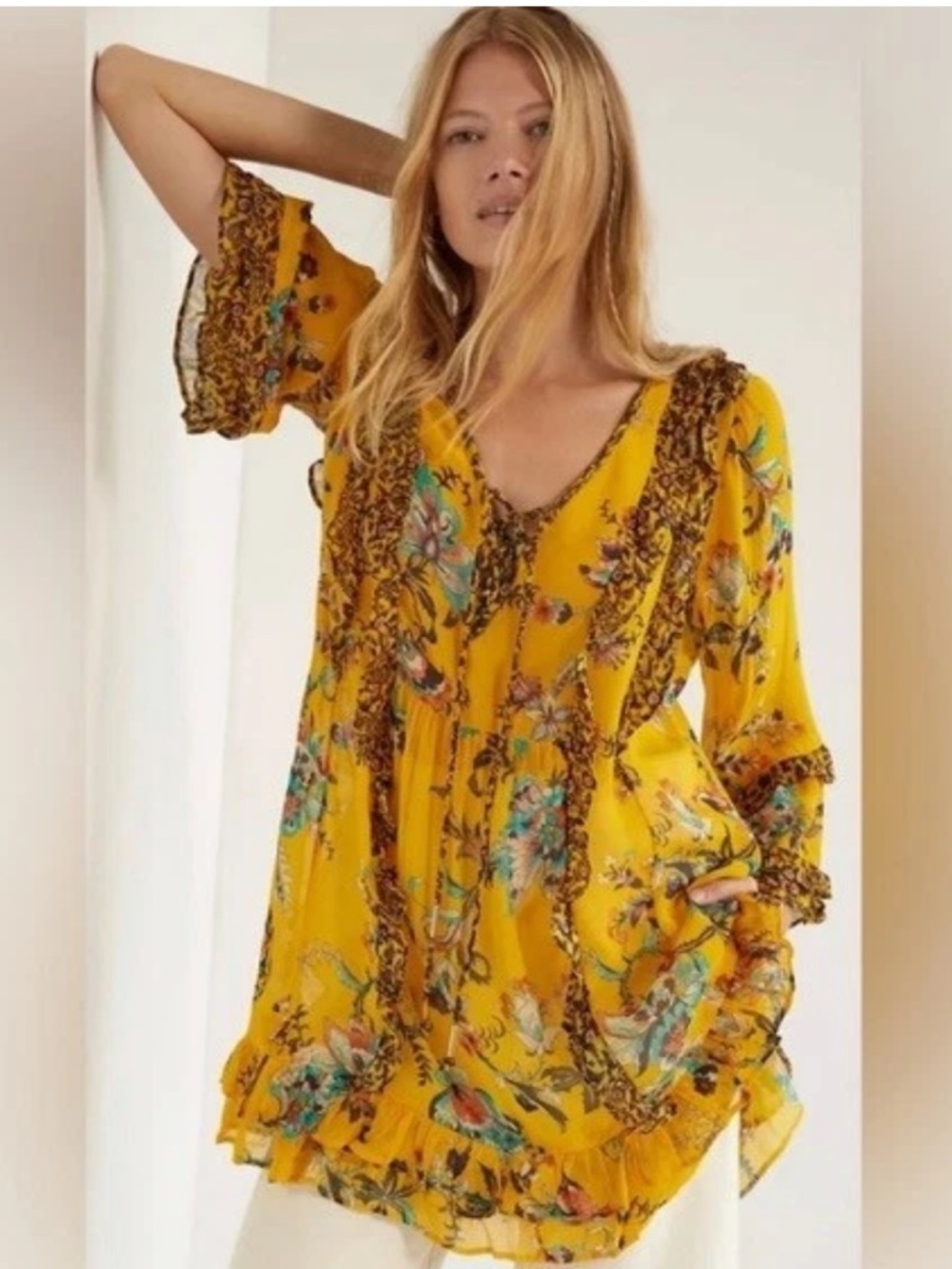 Anthropologie sheer tunic dress size medium